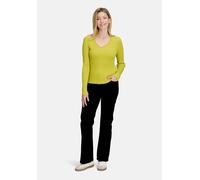Strickpullover BETTY BARCLAY "Damen mit Rippenstruktur", Damen, Gr. 44, grün (citronelle), Strick, Obermaterial: 43% Viskose, 39% Polyester, 18% Polyamid, gerade normal, V-Ausschnitt, Pullover Strickp