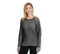Strickpullover BETTY BARCLAY "Damen Grobstrick-Pullover mit Rippenstruktur", Damen, Gr. 44, schwarz (patch schwarz, beige), Strick, Obermaterial: 50% Baumwolle, 50% Polyacryl., relaxed fit normal, Run