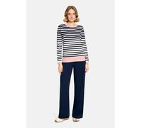 Strickpullover BETTY BARCLAY "Damen mit Rundhalsausschnitt", Damen, Gr. 44, blau (patch dunkelblau, rosé), Strick, Obermaterial: 55% Viskose, 30% Polyester, 15% Polyamid, gerade lang, Rundhals, Pullov