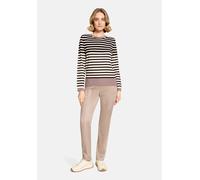 Strickpullover BETTY BARCLAY "Damen mit Rundhalsausschnitt", Damen, Gr. 48, schwarz-weiß (patch schwarz, taupe), Strick, Obermaterial: 55% Viskose, 30% Polyester, 15% Polyamid, gerade lang, Rundhals,