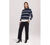 Strickpullover BETTY BARCLAY "Damen mit Stehkragen", Damen, Gr. 44, blau (patch dunkelblau, beige), Strick, Obermaterial: 55% Viskose, 30% Polyester, 15% Polyamid, gerade normal, Pullover Strickpullov