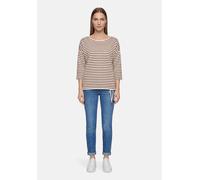 Strickpullover BETTY BARCLAY "Damen mit U-Boot-Ausschnitt", Damen, Gr. 48, beige (patch cream, braun), Strick, Obermaterial: 50% Baumwolle, 50% Polyacryl, gerade normal, U-Boot-Ausschnitt, Pullover St