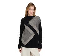 Strickpullover BETTY BARCLAY "Damen mit Intarsie", Damen, Gr. 44, schwarz (patch schwarz, beige), Strick, Obermaterial: 58% Baumwolle, 38% Polyacryl, 4% Polyester, gerade lang, Pullover Strickpullover