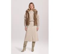 Strickpullover BETTY & CO "Damen mit Fransen", Damen, Gr. 38, beige (taupe melange), Strick, Obermaterial: 68% Polyester, 20% Polyacryl, 12% Polyamid, lässig geschnitten normal, Rundhals, Pullover Str