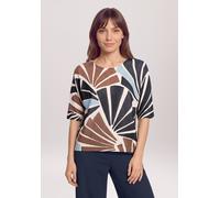 Feinstrickpullover mit Print Nature/Brown 40