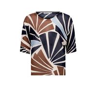 Strickpullover BETTY & CO "Damen mit Print", Damen, Gr. 44, bunt (nature, braun), Feinstrick, Obermaterial: 90% Viskose, 10% Polyamid, figurumspielend normal, Rundhals, Pullover Strickpullover, Druck