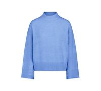 Strickpullover BETTY & CO "Damen mit Stehkragen", Damen, Gr. 44, blau melange, Strick, Obermaterial: 78% Polyester, 12% Polyamid, 8% Wolle, 2% Elasthan, lässig geschnitten normal, Pullover Strickpullo