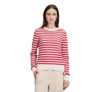 Strickpullover BETTY & CO "Damen mit Struktur", Damen, Gr. 44, cream, rot, Strick, Obermaterial: 100% Baumwolle, lässig geschnitten normal, Rundhals, Pullover Strickpullover (42236861-44) cream, rot