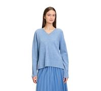 Strickpullover BETTY & CO "Damen mit V-Ausschnitt", Damen, Gr. 38, blau (moonlight blau melange), Strick, Obermaterial: 50% Viskose, 27% Polyamid, 23% Polyester, gerade normal, V-Ausschnitt, Pullover 