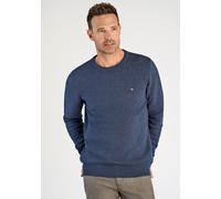 Strickpullover BISON "Strickpullover Comfort Fit", Herren, Gr. XXL, blau (blau mel), Obermaterial: 70% Baumwolle, 30% Polyester, unifarben, Rundhals, Pullover Strickpullover (46894917-XXL) blau mel