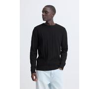 Strickpullover BLEND "BHBaron", Herren, Gr. M, schwarz beauty, Feinstrick, 100% Baumwolle, Strukturmuster, Basic, normal normal, Rundhals, Pullover Strickpullover, Bequemer Feinstrick-Pullover mit str