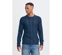 Strickpullover BLEND "BHBASIM", Herren, Gr. L, marineblaus, Grobstrick, 50% Baumwolle, 47% Polyacryl, 3% Nylon, Strukturmuster, Basic, normal normal, Rundhals, Pullover Strickpullover, Klassischer Gro