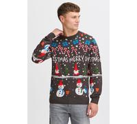 Strickpullover BLEND "BHChristian", Herren, Gr. M, charcoal mix, 100% Polyacryl, Basic, regular fit normal, Rundhals, eingesetzt, Pullover Strickpullover, Weihnachtlicher Grobstrickpullover (33213100-