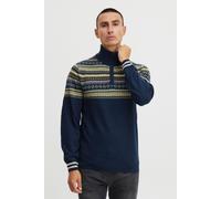 Blend BHGrote Herren Strickpullover Grobstrick Pullover Troyer mit Stehkragen und Reißverschluss Norweger Muster, Größe:S, Farbe:Dress Blues (194024)