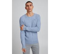 Strickpullover BLEND "bhpullover", Herren, Gr. XXL, dutch blau, Feinstrick, 100% Baumwolle, meliert, normal normal, Rundhals, Pullover Strickpullover, Stilvoller Feinstrick-Pullover mit Rundhalsaussch