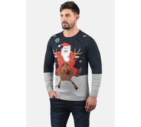 Strickpullover BLEND "BHRudolph", Herren, Gr. XXL, blau (schwarz navy, santa), Feinstrick, 100% Polyacryl, regular fit, ohne Ausschnitt, eingesetzt, Pullover Strickpullover, Strickpullover mit Weihnac