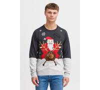 Strickpullover BLEND "BHRudolph", Jungen, Gr. M, blau (schwarz navy, santa), Feinstrick, 100% Polyacryl, regular fit, ohne Ausschnitt, eingesetzt, Pullover Strickpullover, Strickpullover mit Weihnacht