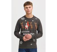 Strickpullover BLEND "BHRudolph", Jungen, Gr. XL, charcoal, dance, Feinstrick, 100% Polyacryl, regular fit, ohne Ausschnitt, eingesetzt, Pullover Strickpullover, Strickpullover mit Weihnachtsmotiv (72