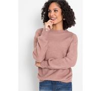 Strickpullover BONPRIX, Damen, Gr. 36/38 (S), rosa (rosenholz meliert), Strick, Obermaterial: 61% Polyacryl, 25% Polyester, 11% Polyamid, 3% Elasthan, unifarben, bequem hüftbedeckend, Rundhals, extrab