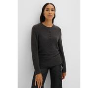 Strickpullover BONPRIX, Damen, Gr. 40/42 (M), braun (anthrazit meliert), Obermaterial: 48% Baumwolle, 31% Polyacryl, 18% Polyamid, 3% Elasthan, lässig geschnitten, Pullover Strickpullover, mit Knöpfen