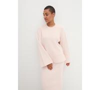 Strickpullover BONPRIX, Damen, Gr. 40/42 (M), rosa (zartrosa, wollweiß meliert), Obermaterial: 100% Polyester, oversize, Pullover Strickpullover, aus Polyester, mit Stehkragen, Oversize-Passform, fein
