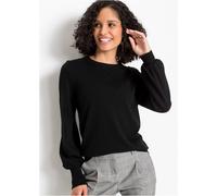 Strickpullover BONPRIX, Damen, Gr. 40/42 (M), schwarz, Obermaterial: 70% Viskose, 30% Polyamid, bequem, Pullover Strickpullover, aus Viskose und Polyamid, mit Rundhals-Ausschnitt, mit Ballon-Ärmeln (8