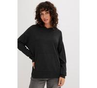 Strickpullover BONPRIX, Damen, Gr. 44/46 (L), grau (anthrazit meliert), Web, Obermaterial: 70% Viskose, 30% Polyamid, meliert, lässig geschnitten normal, ohne Ausschnitt, Rippbündchen, Pullover Strick