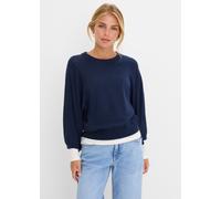 Strickpullover BONPRIX, Damen, Gr. 48/50 (XL), blau (dunkelblau), Obermaterial: 50% Baumwolle, 50% Polyacryl, oversize, Pullover Strickpullover, im Oversize-Schnitt, mit 3/4-Ärmeln, eleganter Stil (10