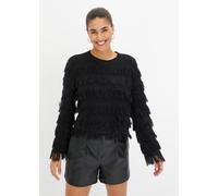 Strickpullover BONPRIX, Damen, Gr. 48/50 (XL), schwarz, Obermaterial: 50% Baumwolle, 50% Polyacryl, lässig geschnitten, Pullover Strickpullover, aus Baumwolle und Polyacryl, lässige Passform (39006520