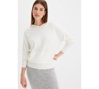 Strickpullover BONPRIX, Damen, Gr. 52/54 (XXL), weiß (wollweiß), Web, Obermaterial: 70% Viskose, 30% Polyamid, unifarben, lässig geschnitten normal, ohne Ausschnitt, Rippbündchen, Pullover Strickpullo
