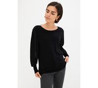 Strickpullover BONPRIX "Feinstrickpullover aus fließendem Viskose-Mix", Damen, Gr. 40/42 (M), schwarz, Obermaterial: 80% Viskose, 20% Polyamid, loose fit, Pullover Strickpullover, aus Viskose-Mix, Loo