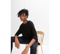 Strickpullover BONPRIX "Feinstrickpullover mit 3/4 Arm", Damen, Gr. 36/38 (S), schwarz, Feinstrick, Obermaterial: 50% Polyacryl, 50% Viskose, unifarben, oversize Po-bedeckend, Rundhals, Fledermausärme