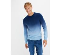 Strickpullover BONPRIX, Herren, Gr. 48/50 (M), blau (indigo, puderblau), Strick, Obermaterial: 100% Polyacryl, mehrfarbig, regular fit normal, Rundhals, Rippbündchen, Pullover Strickpullover, aus Poly