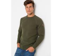 Strickpullover BONPRIX, Herren, Gr. 52/54 (L), grün (dunkeloliv), Strick, Obermaterial: 70% Baumwolle, 30% Polyester, unifarben, regular fit hüftbedeckend, Rundhals, Raglanärmel Strickbündchen, Pullov