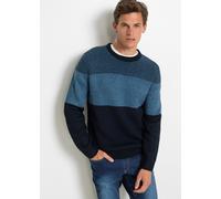Strickpullover BONPRIX, Herren, Gr. 56/58 (XL), blau (dunkelblau gestreift), Strick, Obermaterial: 100% Polyacryl, regular fit normal, Rundhals, Rippbündchen, Pullover Strickpullover, aus Polyacryl, R