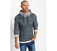 Strickpullover BONPRIX, Herren, Gr. 56/58 (XL), blau (dunkelblau, wollweiß meliert), Strick, Obermaterial: 100% Polyacryl, meliert, regular fit normal, ohne Ausschnitt, Rippstrickbündchen, Pullover St