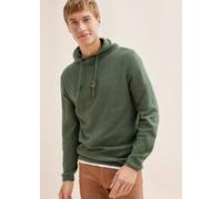 Strickpullover BONPRIX "Kapuzenpullover mit Baumwolle", Herren, Gr. 48/50 (M), grün (grün meliert), Feinstrick;Piqué, Obermaterial: 50% Baumwolle, 50% Polyacryl, meliert, unifarben, regular fit hüftla