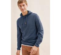 Strickpullover BONPRIX "Kapuzenpullover mit Baumwolle", Herren, Gr. 60/62 (XXL), blau (blau meliert), Feinstrick;Piqué, Obermaterial: 50% Baumwolle, 50% Polyacryl, meliert, unifarben, regular fit hüft