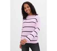 Strickpullover BONPRIX, Mädchen, Gr. 164/170, rosa (softflieder, schwarz gestreift), Obermaterial: 80% Viskose, 20% Polyamid, regular fit, Pullover Strickpullover, für Mädchen, klassischer Feinstrick,