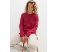 Strickpullover BONPRIX "Milano Rib Pullover mit Rundhals", Damen, Gr. 48/50 (XL), rosa (beerenpink), Rippstrick, Obermaterial: 50% Baumwolle, 50% Polyacryl, unifarben, bequem hüftbedeckend, Rundhals,