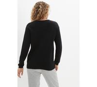 Strickpullover BONPRIX "Milano Rib Pullover mit Rundhals", Damen, Gr. 56/58 (XXXL), schwarz, Obermaterial: 50% Baumwolle, 50% Polyacryl, bequem, Pullover Strickpullover, aus Baumwolle und Polyacryl, m
