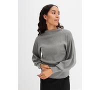 Strickpullover BONPRIX "Oversize-Pullover aus Viskose-Mix", Damen, Gr. 32/34 (XS), grau (grau meliert), Feinstrick, Obermaterial: 50% Viskose, 26% Polyamid, 24% Polyester, unifarben, bequem hüftlang,