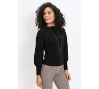Strickpullover BONPRIX "Oversize-Pullover aus Viskose-Mix", Damen, Gr. 52/54 (XXL), schwarz, Feinstrick, Obermaterial: 50% Viskose, 26% Polyamid, 24% Polyester, unifarben, bequem hüftlang, hoch geschl