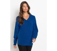 Strickpullover BONPRIX "Oversize-Strick-Pullover", Damen, Gr. 44/46 (L), blau (arktikblau meliert), Obermaterial: 75% Polyacryl, 22% Polyester, 3% Elasthan, oversize, Pullover Strickpullover, aus weic