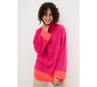 Strickpullover BONPRIX "Pullover", Damen, Gr. 44/46 (L), rosa (pinklady, neonorange), Obermaterial: 100% Polyacryl, oversize, Pullover Strickpullover, aus Polyacryl, mit Stehkragen, Oversize Passform 