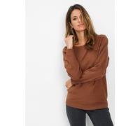 Strickpullover BONPRIX "Pullover mit Fledermausärmeln", Damen, Gr. 36/38 (S), braun (kastanienbraun), Feinstrick, Obermaterial: 70% Baumwolle, 30% Polyamid, unifarben, figurumspielend hüftbedeckend, R