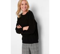 Strickpullover BONPRIX "Pullover mit Fledermausärmeln", Damen, Gr. 48/50 (XL), schwarz, Feinstrick, Obermaterial: 70% Baumwolle, 30% Polyamid, unifarben, figurumspielend hüftbedeckend, Rundhals, Flede