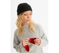 Strickpullover BONPRIX "Wende-Pullover aus Feinstrick", Damen, Gr. 36/38 (S), grau (hellgrau meliert, mohnrot), Feinstrick;Doubleface, Obermaterial: 49% Baumwolle, 49% Polyacryl, 2% Polyamid, kontrast
