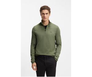 Strickpullover BOSS GREEN, Herren, Gr. L, schwarz beige257, Strick, Obermaterial: 100% Baumwolle, unifarben, regular fit normal, hoch geschlossener Ausschnitt, Bündchen, Pullover Strickpullover, Stehk