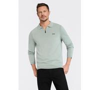 Strickpullover BOSS GREEN "KN Ever-X PL", Herren, Gr. 3XL, grün (open grün357), Strick, Obermaterial: 100% Baumwolle, regular fit normal, Rundhals, Bündchen, Pullover Strickpullover, mit Reißverschlus